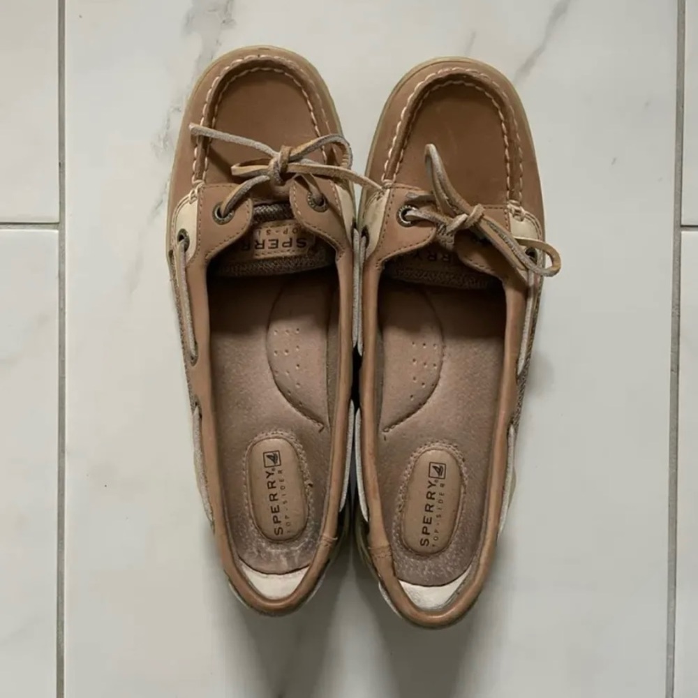 Tan Beige Sperry Top-Sider Laguna Slip On Boat Shoes